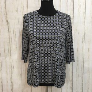 J Jill Wearever Collection top w/ blue circles - L